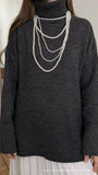 New Loose Knitting Jacket Solid Color High-Collar Loose Autumn And Winter Women's