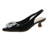 Summer New Pointed Sandals After The Ribbon With Large Size Square Buckle High Heels Gentle Fashion Women's
