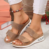 Spring And Summer New Women's Leisure Large-Size Water Drill Slope And Comfortable Air Cushion Slippers