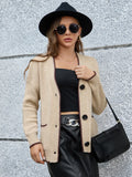 Temperament V-Neck Long-Sleeved Open-Shirted Women's Sweater Bump-Colored Bag Side With Pocket Casual