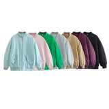 And Winter New Solid Color Loose Leisure Zipper Flying Jacket Cotton