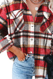 Fleece Jacket Women Plaid Coat Fall Warm Checkered Outerwear Fall Female Long Sleeve Tops Shirt Women Fashion Jacket