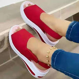 Women's Shoes Large Summer New Thick-Soled Simple Women's Single Shoes Magic Stick Casual Fish Mouth Sandals