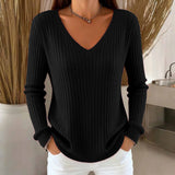 Sheintemu Autumn And Winter Long Sleeve V. Collar Pit Sweater New