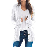 2025 New Women's Casual Cardigan Jacket Solid Color Mah-Button Cardigan Sweater