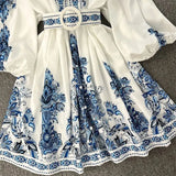 Spot Spring 2025 New Ladies Fashion V-Neck Long Sleeve Bohemian Print
