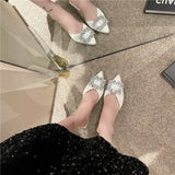 Buckle Water Drill Head Half Slippers Women Wear Summer 2025 New Thin Heel Slacker Cool Dragged Muller