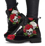 Large Leather Face Martin Boots Women's Gothic Print English Leather Boots Wish Work Clothes Battle