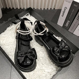 Cool Mary Jane Little Leather Shoes Women Retro Spring And Summer New Bow With Skirt Jk College Wind Single