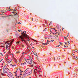 Women's Clothing Explosive Temperament Fashion Print Mid-Rise Collar Shirt Style Long-Sleeved