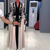 Zingj 2024 New Contrast Color Print Loose Casual Accept Waist Long Dress Woman-Outfit