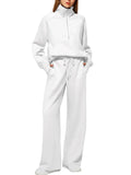 Women's Two-Piece Set Of Half Zipper Sweatshirt Wide Leg Sweatpants Casual Suit
