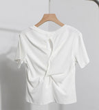 Design-Sense Short-Sleeved Back Hollow T-Shirt For Women's Summer New Body-Repair Short Small Shirt