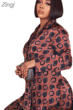 Pieces Women's Sets 2023 Summer Autumn Circle Print Blouse Shirt Women Suit Tops And Pants Set Two Piece Set