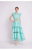 Temperament High-End Collar Hollow Embroidered Lace Spliced Sleeveless Waist Thin Elegant