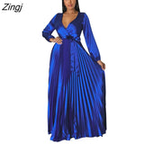 Party Elegant Women Long Sleeve Maxi Dress Fashion Solid Color Bodycon Party Dress Sexy V Neck Long