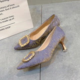 High-Heeled Shoes Temperament Tip 2025 Autumn New Fashion Folded Side Light-Mouthed Fine Heel Single Shoe