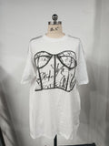 And Spicy Wind Shoulder Short-Sleeved Letter Printing T-Shirt Girl Spring Small Loose Thin Top