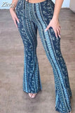 Women Boho High Waist Flare Pants Slimming Casual Straight Retro Floral Print Comfy Yoga Palazzo Trousers