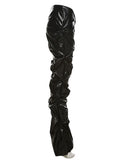 Stacked Low Waist Pu Leather Pants- Outfit