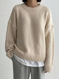 And Winter Languid Wind Round Collar Plus Thick Solid Color Knitted Women's Autumn And Winter European Hood Long-Sleeved Sweater