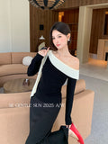 Xixi 2025 Autumn White Standard Korean Version Of Elegant Temperament Collar Tie With Thin Knitted Shirt Top Lady