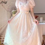 Princess Dress Women Vintage Lace-up Party Long Fairy Dresses for Women 2022 Spring Victorian Wedding Midi Dress