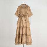 And Autumn New Court Style Small Retro Hollow High-End Lace To Receive Short-Sleeved Collar Long