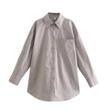 Women's Clothing 2025 Summer New Loose Cotton Pocket Dress Long-Sleeved Shirt Top