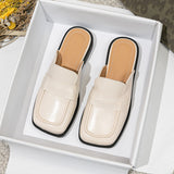 Half Slippers Female British Style French Style Metal Lazy Outside Wearing A Foot Pedal Muller Shoes Large-Size