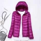 Autumn Winter New Super Light Female Light Hooded Down Jacket Light Female Slim To Add Large Size Light Coat Tide-Outfit