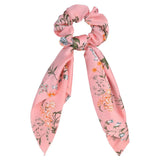 Bow Long Ribbon Hair Scrunchie Chiffon Floral Print Sweet Elastic Hair Band Ponytail Hair Scarf Hair Tie Hair