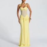 New Female Temperament Folding With Long Skirt Fashion Hanging Neck Sexy Bag Hip Dress