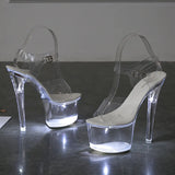 Zingj 34-43 Hate Sky High Nightclub High Shoes Luminous Sandals Women's Shoes Show Pole Dancing Shoes Crystal