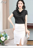 Woman Blouses 2023 Satin Women Tops Summer Short Sleeve Blouse Pile Collar Women's Elegant Blouses Female Clothing