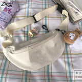 Bags Women Simple Harajuku All-match Canvas Students Fanny Pack Ulzzang Hip-pop Fashion Portable Money Phone Pouch
