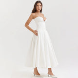 2025 New Sexy Long Dress With Chest Dress V Pointed Fish Bone Gird Waist A Swing Dress