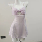 Mesh Spliced Pajamas 2025 New Spring And Summer Silk High-End Feel Bows Hollowed-Out Slinged Sling