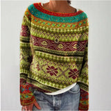 Round Neck Multicolor Loose Pullover