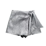 Women's Metallic Purple Bow Dress Skirt