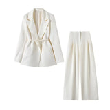 New Women's Mixed Temperament Suit Jacket + Casual Trousers Two
