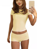 Milk Silk Two Sets Of Temperament Pure Suit Women's Fashion Round Neck Sexy Sports