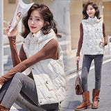 Down Cotton Vest Female Autumn Winter 2024 New Korean Version Vest Stand Collar Short Horse Clip All-Padded Clothes Vest Coat-Outfit