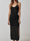 Yang's New Holiday Hook Flower Side High Fork Adjustable Slings Hollow Beach Burqa Long Dress