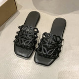 New Fashion Type Small Simple Hollow Cool Slippers Outside Wearing Flat Bottom Side Casual Beach