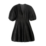 New Women's Clothing With White V-Neck Embroidered Waist-Sleeved Mini