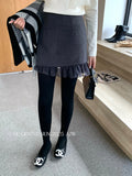 Xixi 2025 Autumn And Winter White Standard Temperament Pure Color Yarn Wool Half-Body Skirt A Word Short Skirt Woman