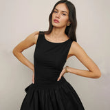 Zingj Women's Wear Summer 2024 New Solid Color Sleeveless Splicing Dress Women's