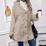 2025 Ebaywish Hooded Solid-Colored Open-Shirt Button-Buttoned Long-Sleeved Casual