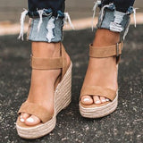Bag Hemp Rope With High-Heeled Sandals Women's Cloth Waterproof Table Buckle Cold